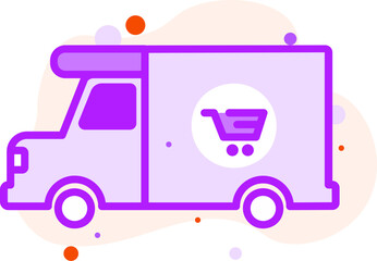 Canvas Print - Delivery truck in purple color on abstract circles background.