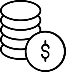 Canvas Print - Stack dollar coins icon in thin line art.