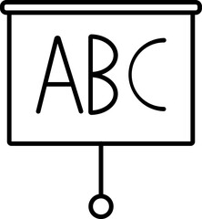 Wall Mural - Line art illustration of ABC alphabet on canvas board icon.