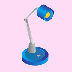 Poster - Blue and Gray Table Lamp in 3d style on pink background