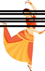 Wall Mural - Character of Indian woman dancing in Kathak dance.