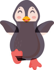 Sticker - Cartoon penguin character on white background.