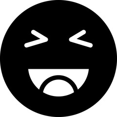 Canvas Print - B&W happy emotion face icon in flat style.