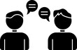 Illustration of men talking glyph icon.