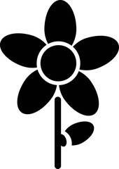 Poster - Illustration of Flower icon in b&w color.