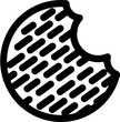 Line art illustration of biscuit or cookie bite icon