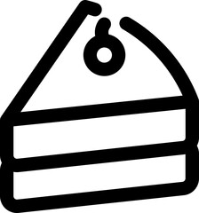 Sticker - Pastry or cake piece icon in black line art.