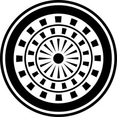 Sticker - Dartboard icon in b&w color.