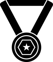 Canvas Print - Medal icon or symbol in b&w color.