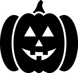 Poster - Flat style scary pumpkin icon in b&w color.