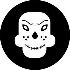 Poster - B&W illustration of skull icon.