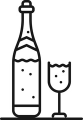 Poster - Champagne bottle with glass icon or symbol.