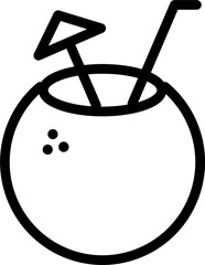 Sticker - Line art illustration of coconut drink icon.