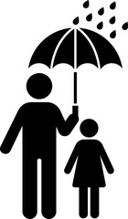 Poster - Man protect little girl under the umbrella icon.