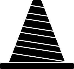 Sticker - B&W construction or traffic cone icon in flat style.