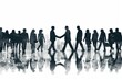 © BOONJUNG - Business people shaking hands in painting style background, drawing and painting style.