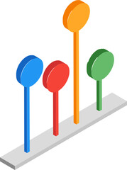 Poster - 3D column bar graph pole in different color.