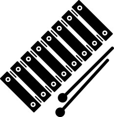 Canvas Print - B&W illustration of xylophone flat icon.