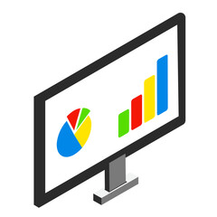 Wall Mural - Financial analytic chart graphs on computer screen. Isometric Business marketing analysis concept. 