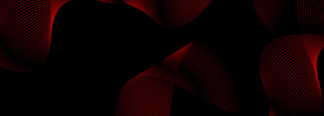 Wall Mural - 3D modern black, red, and blue futuristic abstract geometric background. Vector illustration wide black banner with red and blue diagonal lines. vector illustration 