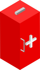 Wall Mural - Isometric vector illustration of  first aid kit on white background.