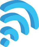 Fototapeta Sport - 3D illustration of wifi icon in blue color.