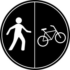 Wall Mural - Pedestrian and cycle road sign board icon.