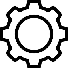 Wall Mural - Setting or cogwheel icon in black thin line art.