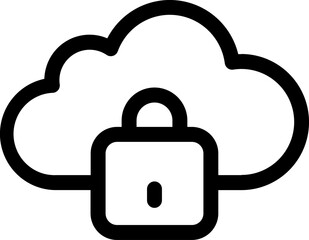 Poster - Line art illustration of cloud lock icon.