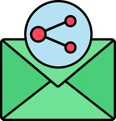 Canvas Print - Mail or Envelope Sharing icon in flat style.