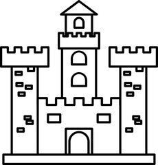 Canvas Print - Line art castle icon in flat style.