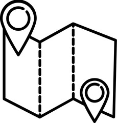 Poster - Map navigation icon in line art.