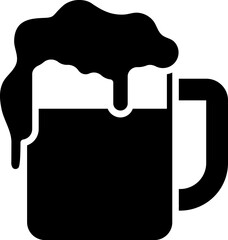 Canvas Print - B&W beer mug icon in flat style.