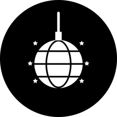 Sticker - Flat style disco ball icon in b&w color.