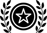 Fototapeta Sport - Star with laurel wreath or award glyph icon.