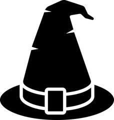 Poster - Witch hat glyph icon in flat style.