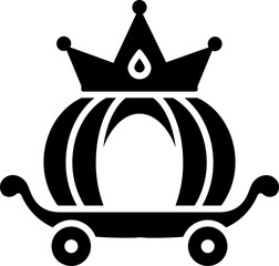 Sticker - Wedding carriage or brougham icon in b&w color.