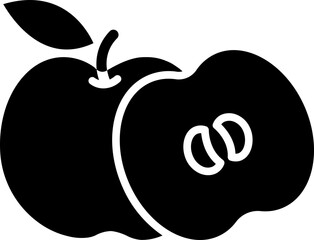 Wall Mural - B&W illustration of apples icon.