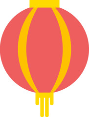 Sticker - Chinese lantern icon in yellow and red color.