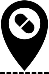 Sticker - Location medicine center glyph icon or symbol.