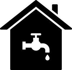 Sticker - Glyph illustration of plumbing home icon.