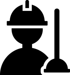 Canvas Print - Human worker with plunger icon.