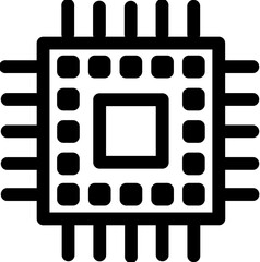 Sticker - Illustration of Microchip icon in line art.