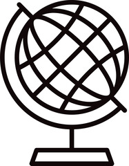 Sticker - Globe on stand icon black in line art.