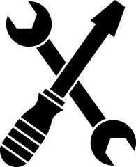 Wrench or screwdriver icon in b&w color.