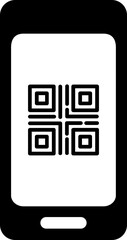 Sticker - Qr code scanner app in smartphone icon.