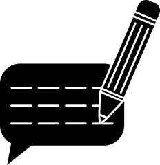 Sticker - Write comment icon in b&w color.