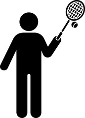 Canvas Print - Man playing tennis ball with racket icon.  