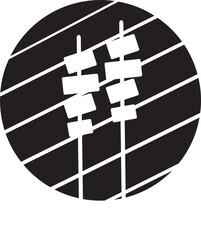 Sticker - Top view of barbecue grill icon in b&w color.