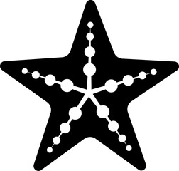 Sticker - B&W starfish icon in flat style.